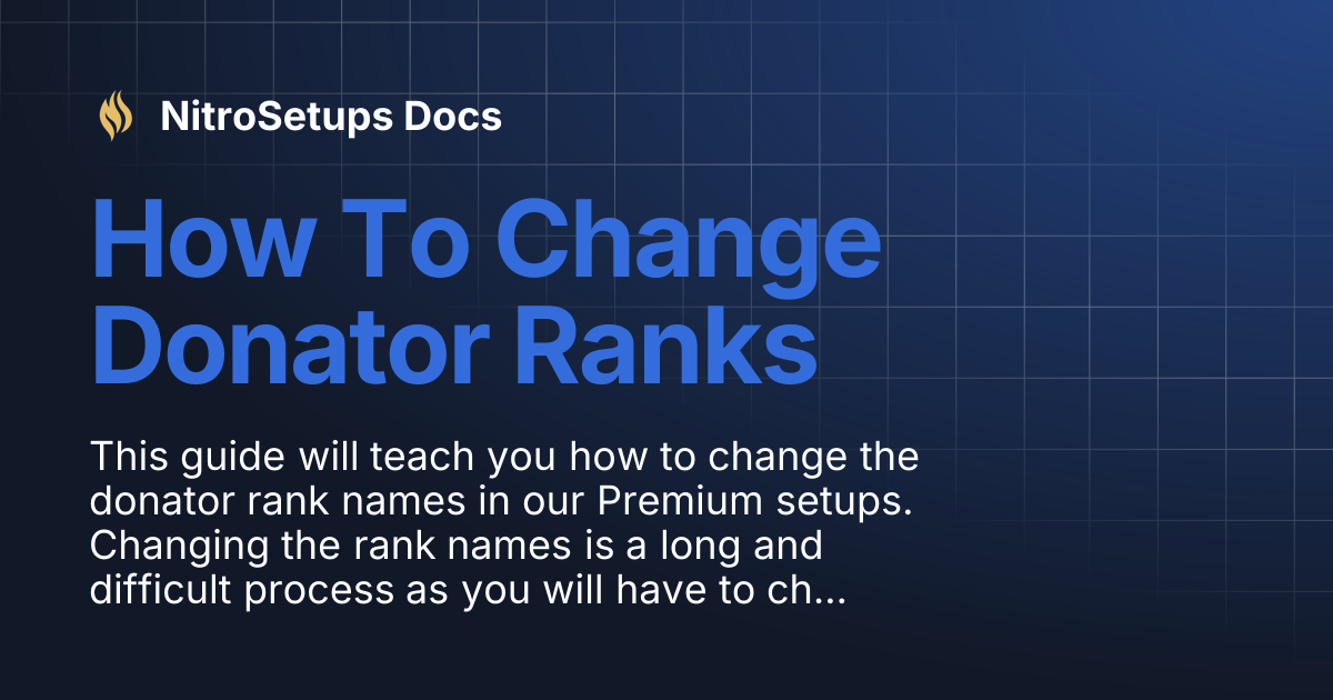 How To Change Donator Ranks | NitroSetups Docs